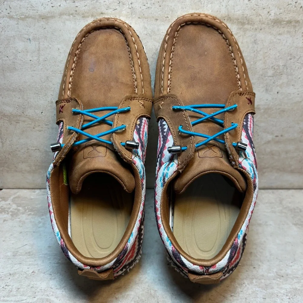 Twisted X Zero-X Women 9M WZX0006‎ Tan Leather Southwestern Loafers Shoes